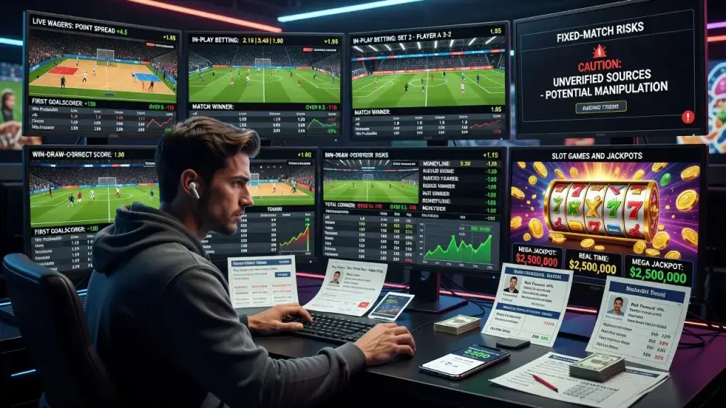 Sports Betting and Real-Money Entertainment Explained: Prediction Platforms, Betting Tips, Live Wagers, Fixed-Match Risks, Slot Games and Jackpots